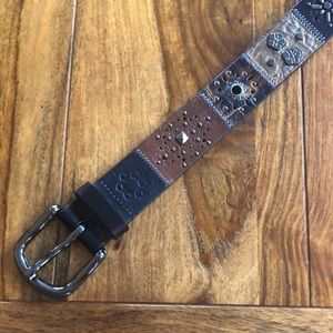 *Fossil* Brown and Black Patchwork Leather Belt Size M